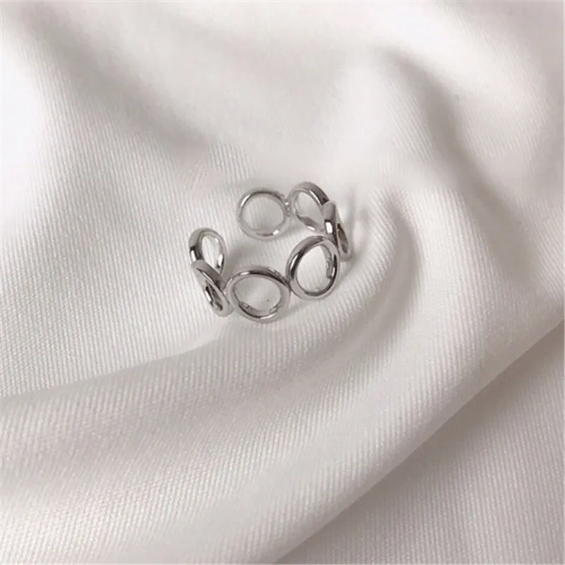 

925 Sterling Silver Rings Adjustable Hollow Round Finger Ring For Women Wedding Jewelry Bijoux Femme JZ406