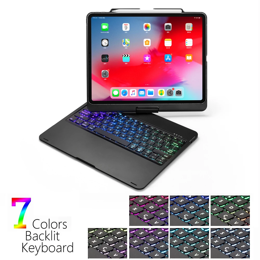 Для iPad Pro 11 дюймов 2020 чехол для планшета Bluetooth клавиатура с карандашом 360 ° поворот