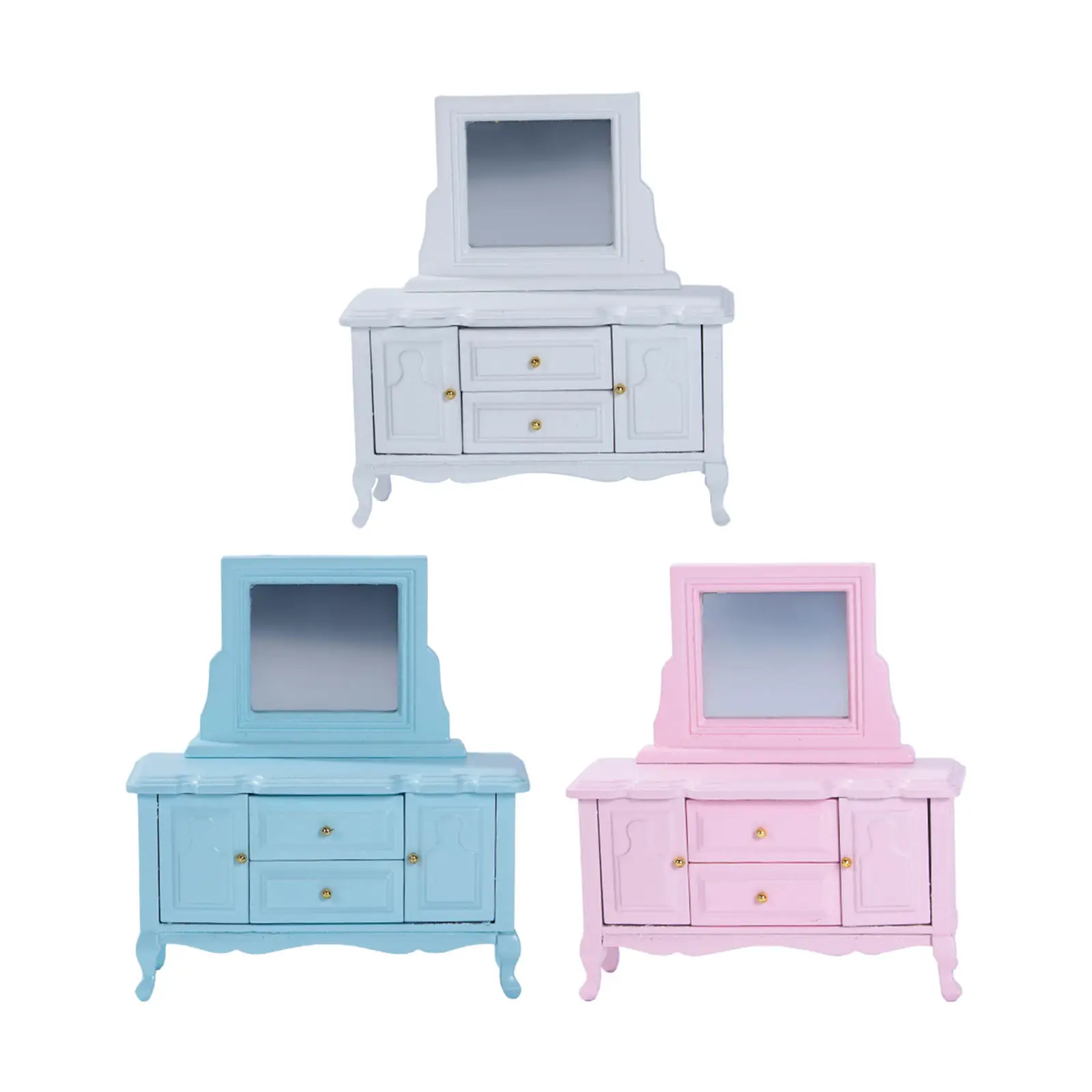 

Масштаб 1:12, деревянный кукольный домик, миниатюрный комнатный туалетный столик, модель для детской спальни, ванной комнаты, Декор