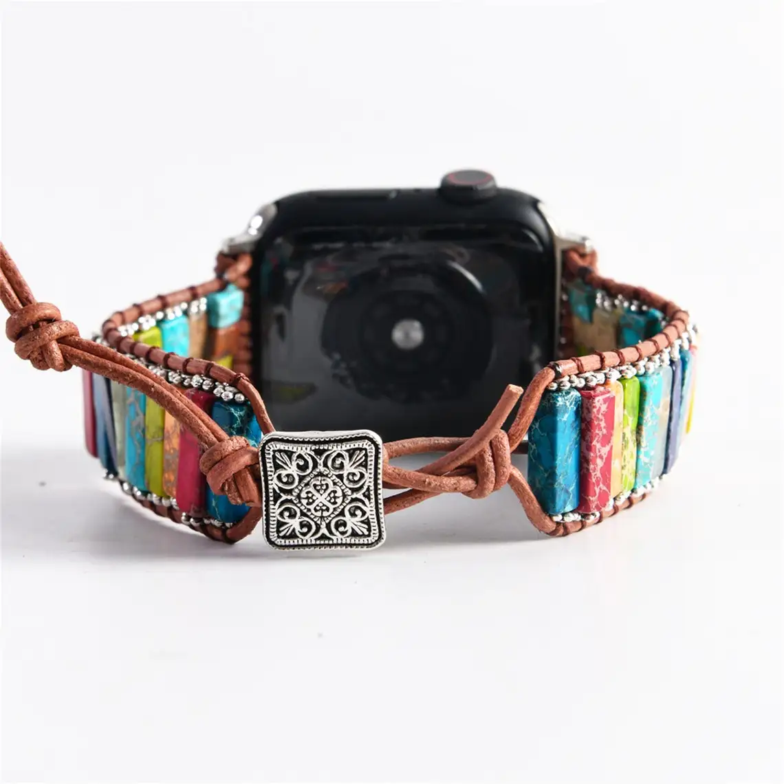 Natural Stone for Apple Watch Strap 38mm/44mm Bohemia Style Beaded Band Smartwatch Bracelet For iwatch series 7 654321SE