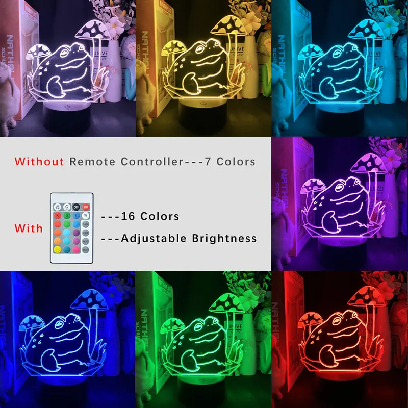 Мультяшная лягушка 3D Ночной светильник светодиодный с управлением через