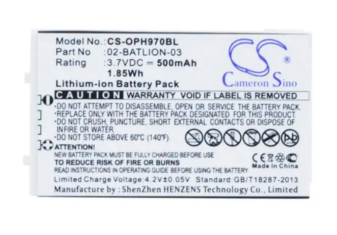 Cameron sino 500 мА/ч батарея для OPTICON OPL-7724 OPL-7734 OPL-9700 OPL-9712 OPL-9713 OPL-9723 OPL-9724 OPL-9725 OPL-9727 |