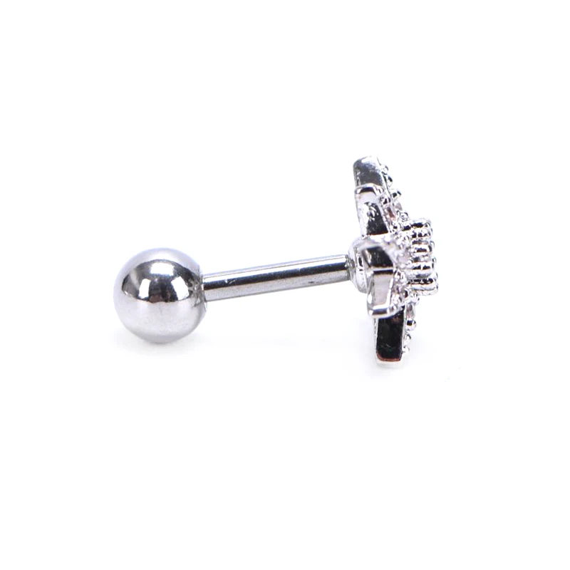 Cartilage Stud Moon Star Heart Cross Flower Crown Helix Tragus Piercings Conch Rook Earring Piercing Jewelry | Украшения и