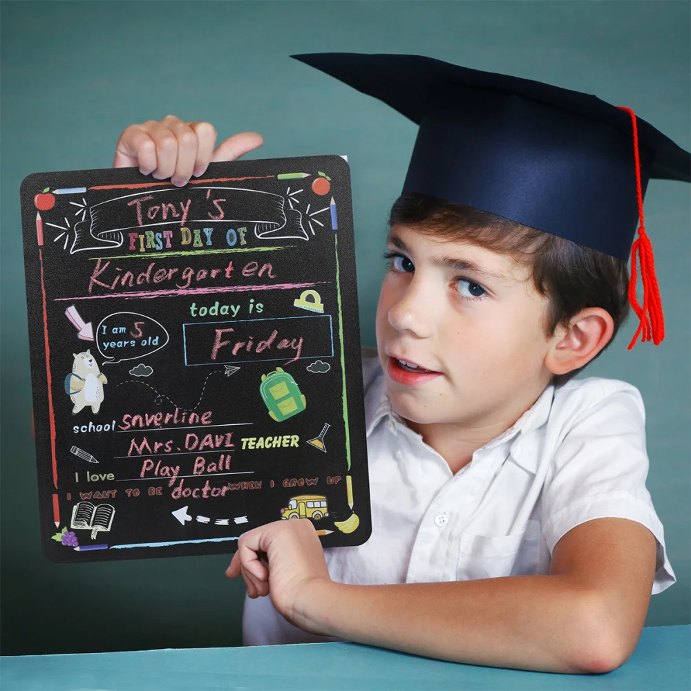 

STOBOK 2pcs Back to School Sign First Day and Last Day Chalkboard Wooden Blackboard School Supplies