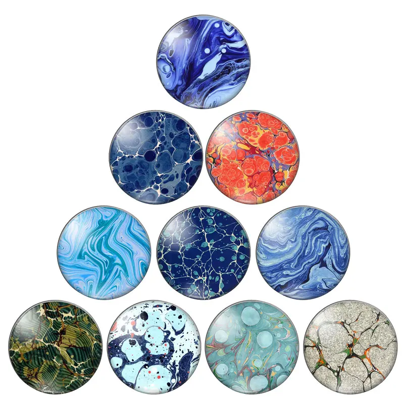 Стеклянный кабошон голубого цвета с акриловой текстурой демонстрационная