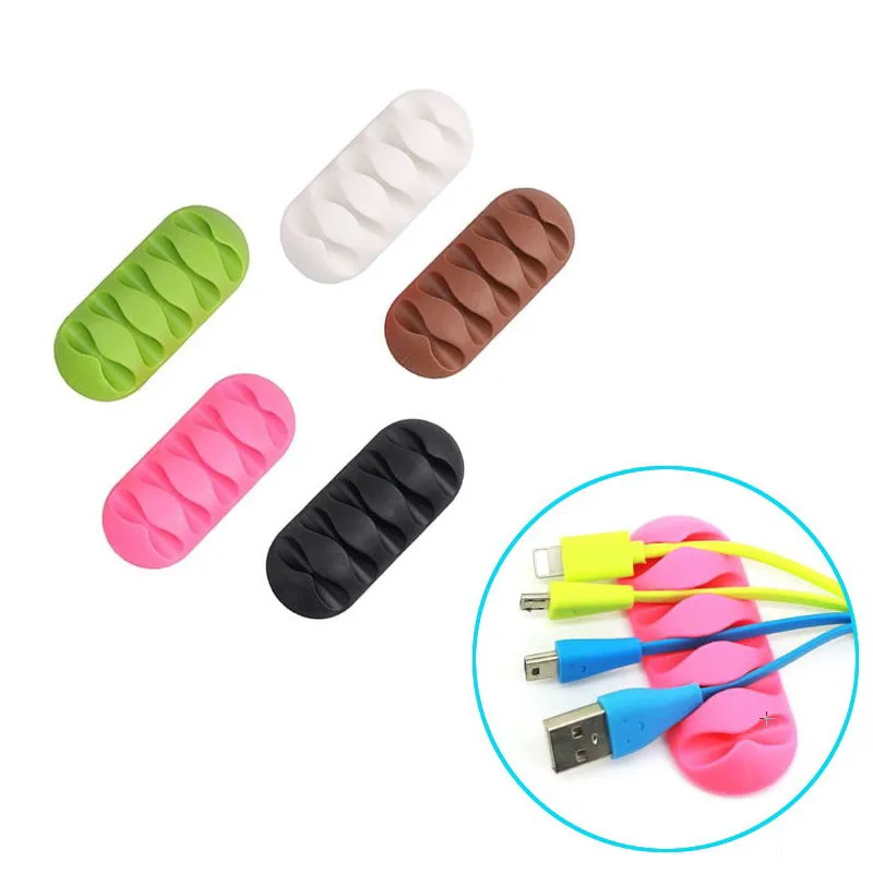 10PCS/set Silicone Cable Wire Organizer Clip Tidy USB Charger Cord Holder desktop Fixed clamp cable winder | Электроника