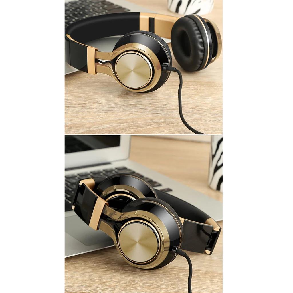 Foldable On Ear Deep Bass Wired Headphones with Mic for Phone Computer Laptop PC Tablet Earphones Headset Music Gaming Earphone