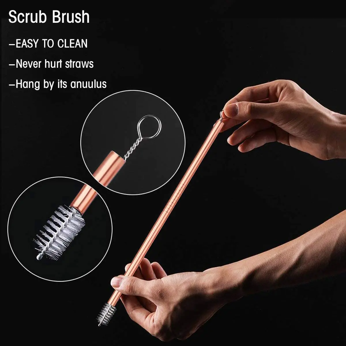 Розовое золото Цвет питьевой соломы Многоразовые металлические трубочки для