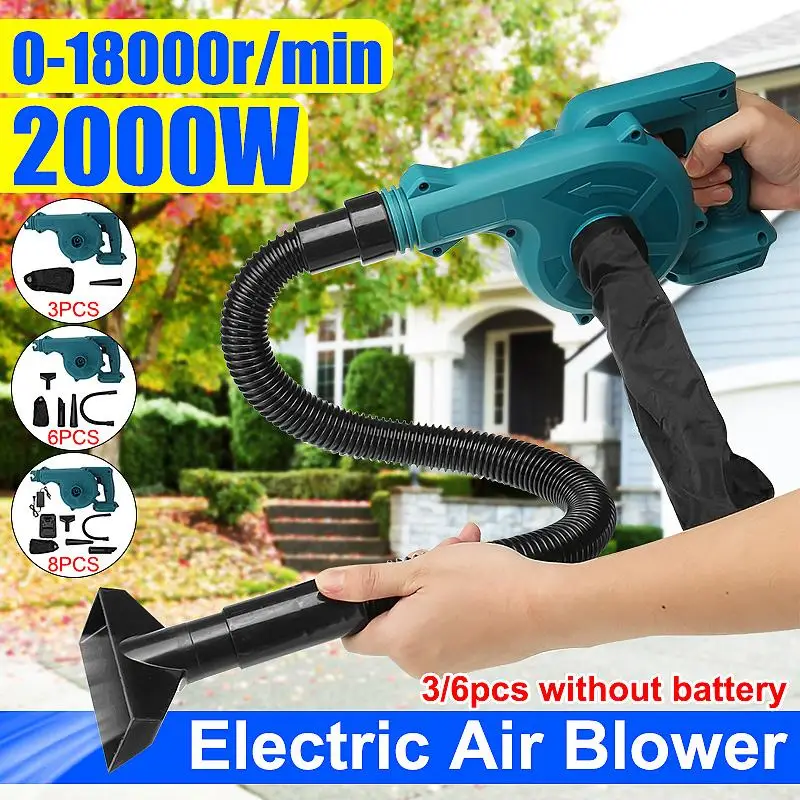 

2000W 2 In 1 Cordless Electric Air Blower Vacuum Cleannig Blower Blowing & Suction Leaf Dust Collector For Makita 18V Battery