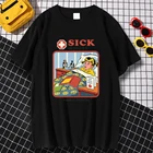 Футболки мужские с принтом Sick Of Your Ass, Винтажные Футболки с аниме, удобная Эстетическая одежда, модная мужская футболка с круглым вырезом