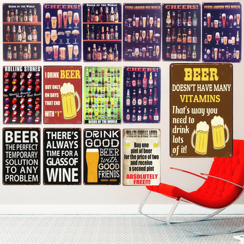 

Shabby Chic BEER Menu Metal Tin Sign Vintage Home Decorative Plates Sign Iron Bar Cafe Pub Wall Decor Pictures Art Sticker