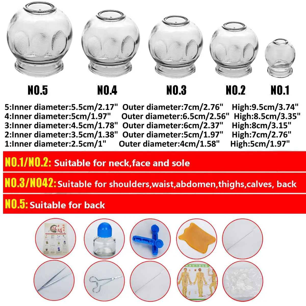 

20pcs/set Thickened Glass Chinese Vacuum Cupping Set Acupuncture Massage Cup Therapy Explosion-proof Glass Cupping Gift Set