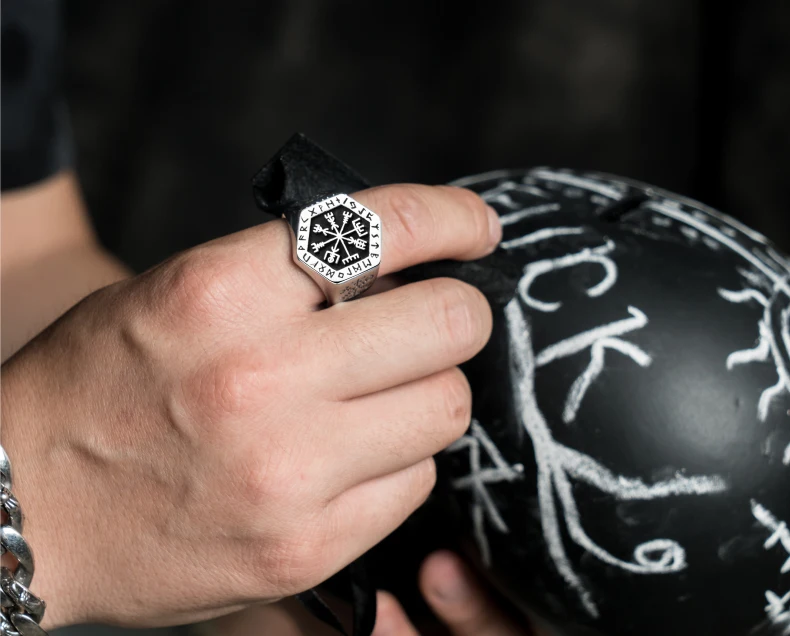 Vegvisir кольца из нержавеющей стали для мужчин Скандинавская мифология Руна викингов индекс кольцо Модные ювелирные изделия
