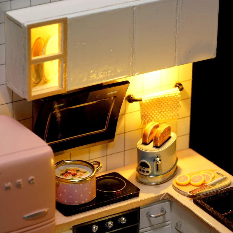 Миниатюрный Кукольный дом сделай сам жизнь стильная кухня простой стиль кабина