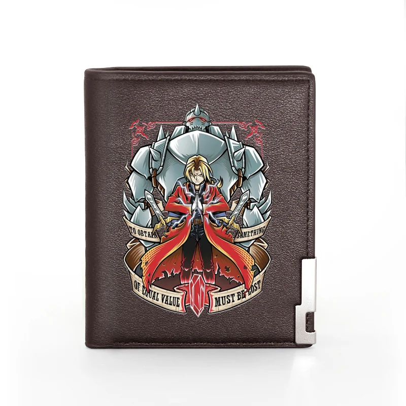 Цельнометаллический кожаный бумажник с алхимиком Эдварда Элрика классический