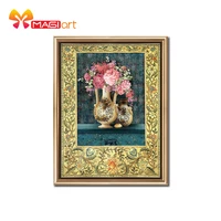 cross stitch kits embroidery needlework sets 11ct water soluble canvas patterns 14ct oil painting auspicious flowers ncmf019