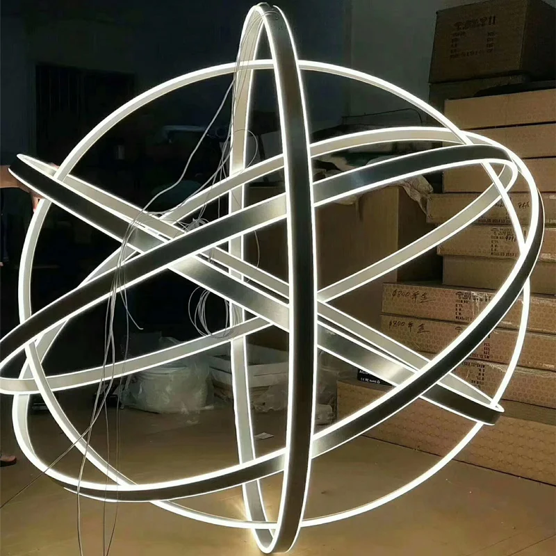 Креативная ротарная люстра "Глобус" с большим светодиодным кольцом, 360-градусной поворотной, для декора гостиной (новинка 2020 года).