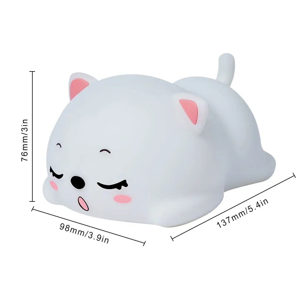 

USB Rechargeable Night Light Cat Silicone Night Lights Touch Sensor Bedroom Bedside Lamp With Remote For Kids Baby Gift