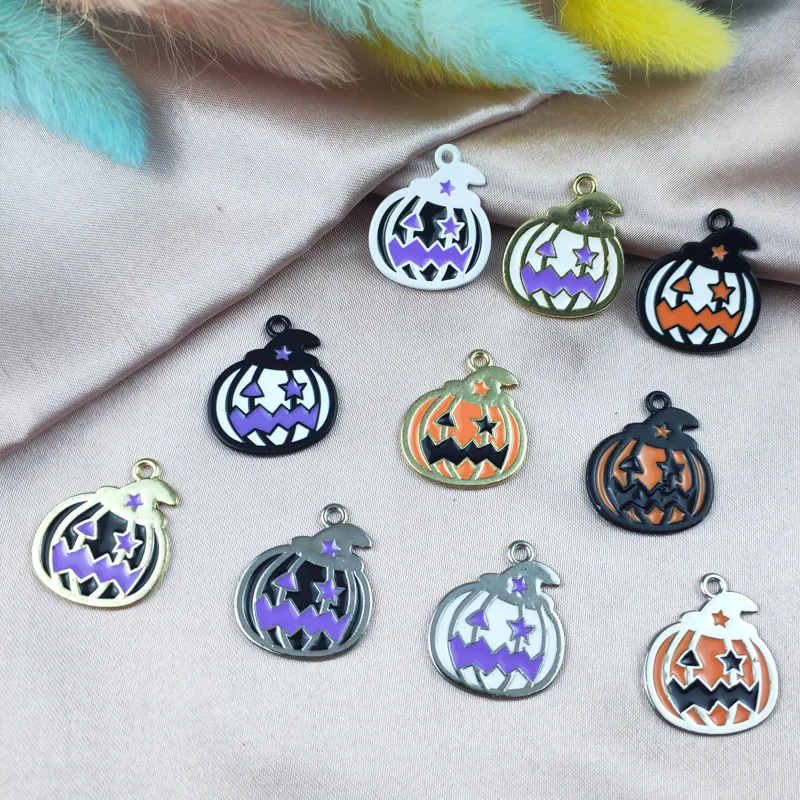 

10pcs Alloy Charm Pendant Halloween Pumpkin Jewelry Hair Accessories Earrings DIY Keychain Enamel Jewelry Charms