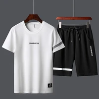 fashioin tracksuits t shirt bermuda masculina board shorts printed summer mens sport track suits tshirts shorts sets polyester