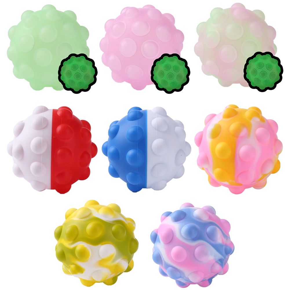 

Portable Mini 3D Silicone Anti-anxiety Elastic Ball Push Bubble Toys Colorful Stress Relief Grape Ball ADHD Sensory Toy