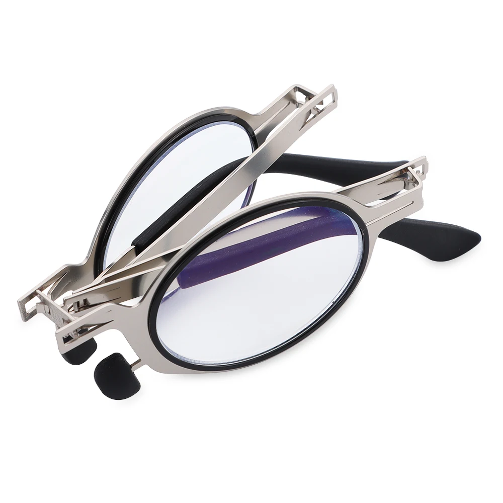 

Metal Round Folding Reading Glasses Men Blue Light Blocking Computer Eyewear Eyeglasses Frame For Men gafas +1.0~+4.0