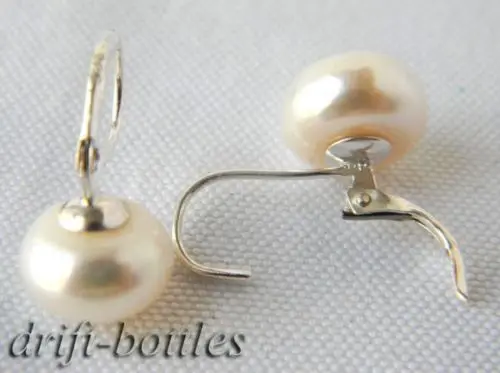 

Nature 11mm White Freshwater Pearl Silver Dangle Earrings