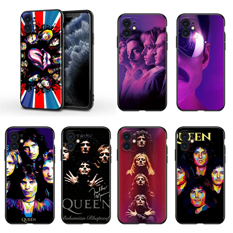 

Music legend Queen For Apple iPhone 13 12 11 Mini XS XR X Pro MAX SE 2020 8 7 6 5 5S Plus Black Silicone Phone Case