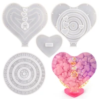4pcs heart shape perpetual calendar resin molds set uv epoxy silicone moulds craft art home wall hanging decoration