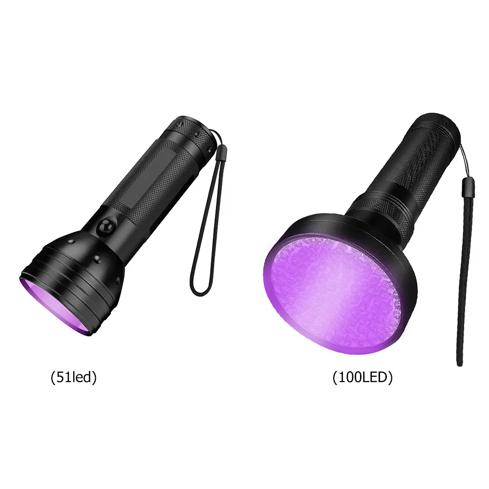 УФ светильник для вспышки 100LED 51LED 395 нм Zoom черный ультра фонарь ручной работы
