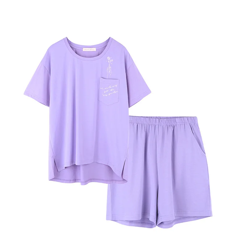 

Summer women's pajamas bamboo fiber printed pajamas short-sleeved suit summer new products bamboo fiber pajamas women