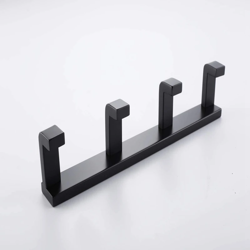 

12inch Towel Hook Hotel Bathroom Coat Hook Stainless Steel Wall-Mounted Hooks 4 Heavy Duty Hooks Rack Organizer Black