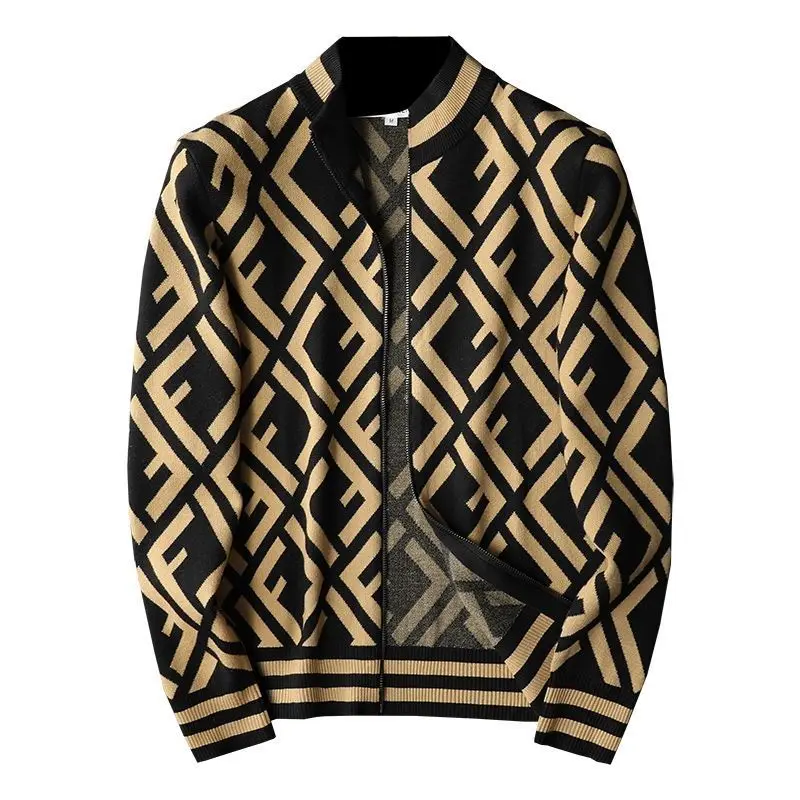 

Men's knitted cardigan Europe station personalized fashion men's Korean zipper sweater jacket men's wear
