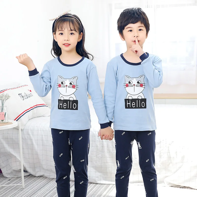 

Children's Cotton Pajamas Sets Big Boys Girl Cartoon Sleepwear Winter Long-sleeved Pyjamas Kids T-shirt+pant Baby Girls Clothes