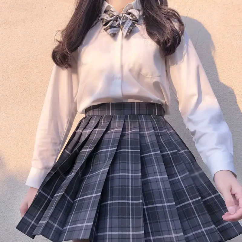 

2020 Summer College Style High Waist Pleated Skirt Black Gothic Sexy Cute Mini Plaid Skirt Women's JK Uniform Student Clothes