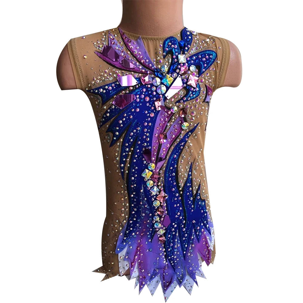 

LIUHUO New Design Gymnastics Costumes Women Purple Spandex Crystals Competition Rhythmic leotards Ice Skating