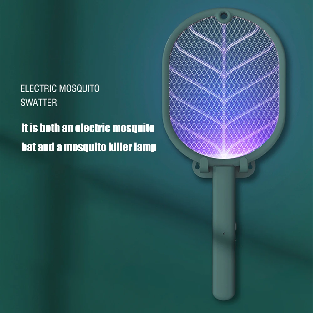 

2 in 1 LED Household Electric Mosquito Swatter 2700V Anti Fly Bug Zapper Killer Trap Insect Racket Pest Control USB Rechargeable