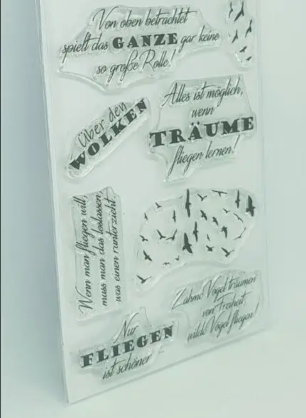 Прозрачные штампы с немецкими надписями для скрапбукинга сделай