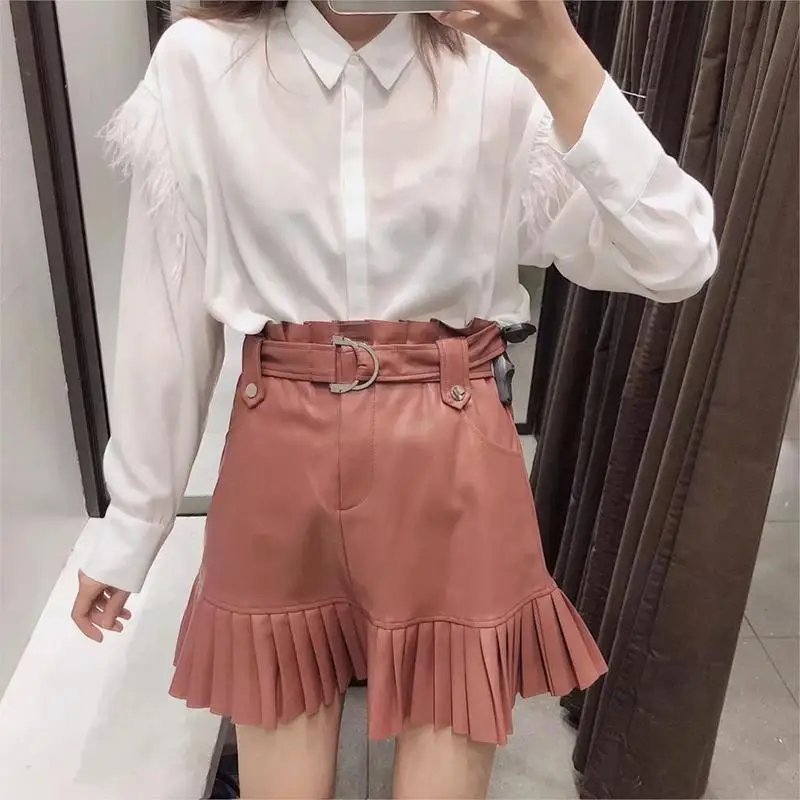 

2020 Summer fashion pu leather skirt women high waist skirt kawaii sexy mini skirts punk streetwear pleated skirt black vintage