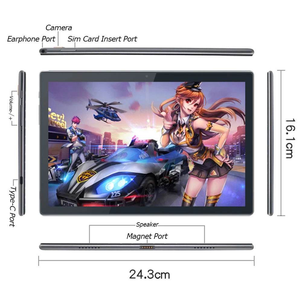 ANRY 4G Phone Tablet Android 8.0 2hrs Full Charged 3GB+32GB Phablet Octa Core 10 Inch 4g Pc Type-C Game | Компьютеры и офис