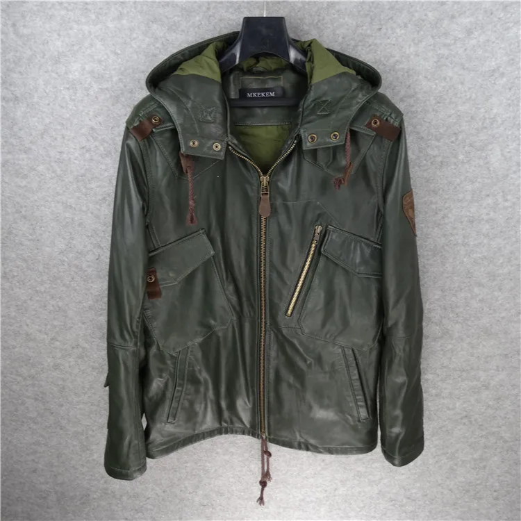 

Plus Size Classic Winter Warm Sheepskin Jackets Men's Slim Long Genuine Sheep Leather Jacket Quality Clothing Soft