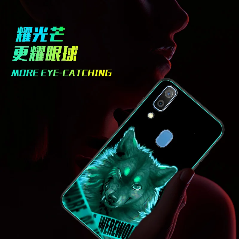SemgCeKen Luminous Tempered glass case for samsung galaxy A30 A50 A 30 50 luxury original phone 3d hard mirror back cover coque |