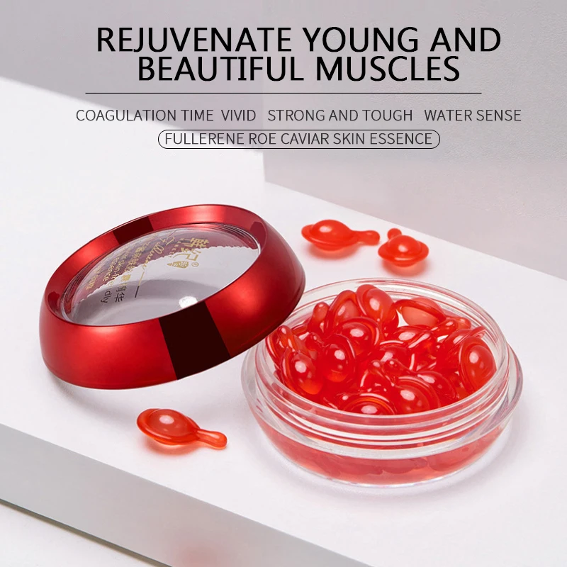 

38 шт/бутылка фуллерен Икра капсулы Сыворотки лица с гиалуроновой кислотой, Сыворотки увлажняющее отбеливание сокращение пор эссенции анти-...