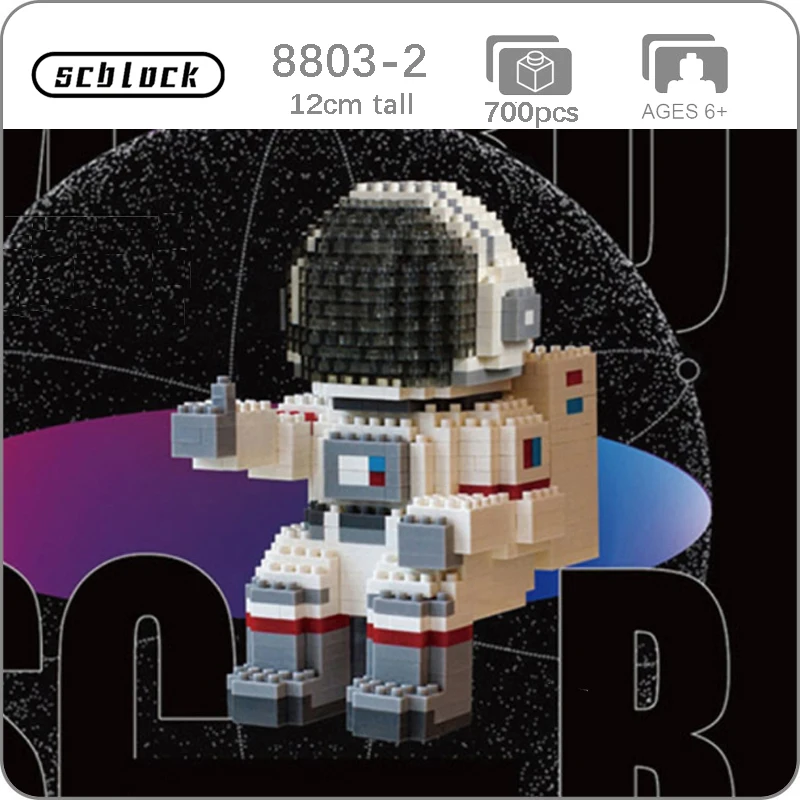 

SC Space Adventure Astronaut Black Helmet 3D Model Building Blocks Set Mini Diamond Bricks Toy for Boys Children Gifts 700pcs