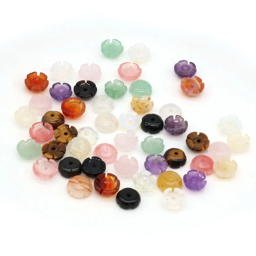 

5pcs Natural Stone Magnolia Flower Hairpin Carved Petal 9MM Bead Pendant Making DIY Necklace Earring Charm Jewelry Gift