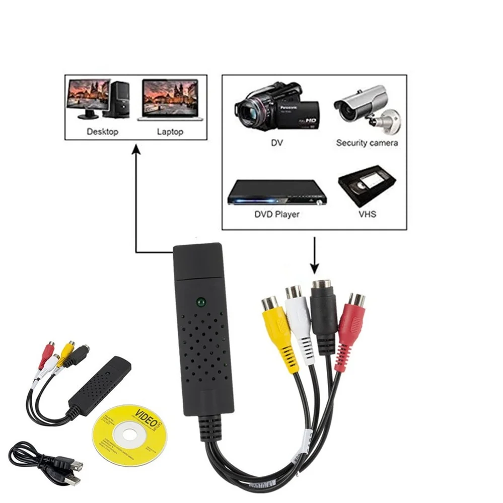 USB 2 0 конвертер VHS в DVD конвертирует Аналоговое видео цифровой формат аудио карта