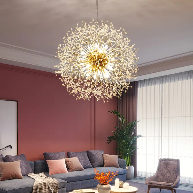 

Spark Ball LED Chandelier Lighting Dandelion Chandelier Hotel Hall Dinning Living Room Bar Personality Creative Art Crystal Lamp