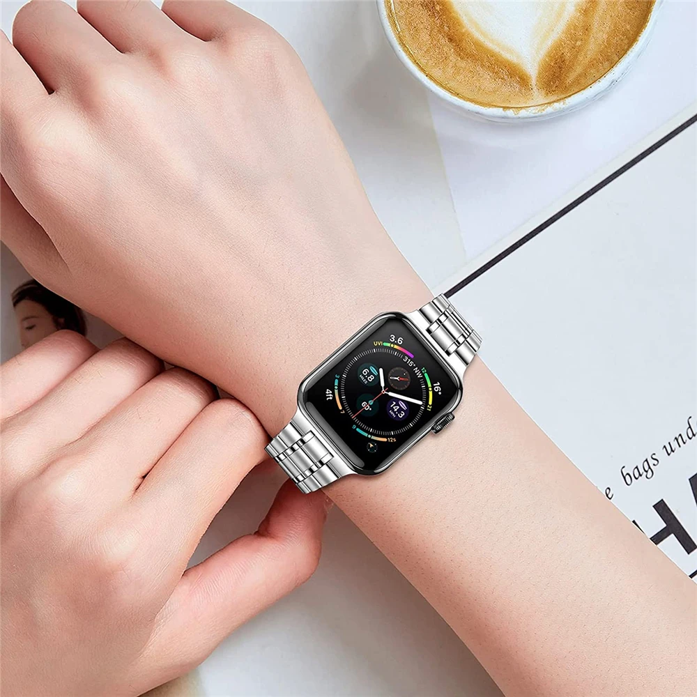 

For apple watch band SE 6 5 4 44mm 40mm iwatch 3 42mm 38m strap Upgraded Version Stainless Steel bracelet for apple watch 6 belt