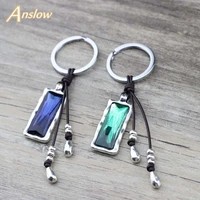 anslow brand wholesale jewelry crystal handmade leather handbag key chains rings for women female key accessories low0016ky