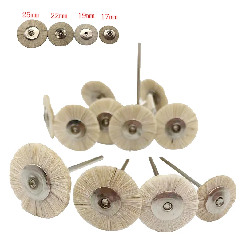 

10Pcs/Bag 2.35mm Polishing Brush Wheel Dental Laboratory Lab Materials Soft White Goat Hair Rotary Tools Low Speed HP Shank Buff